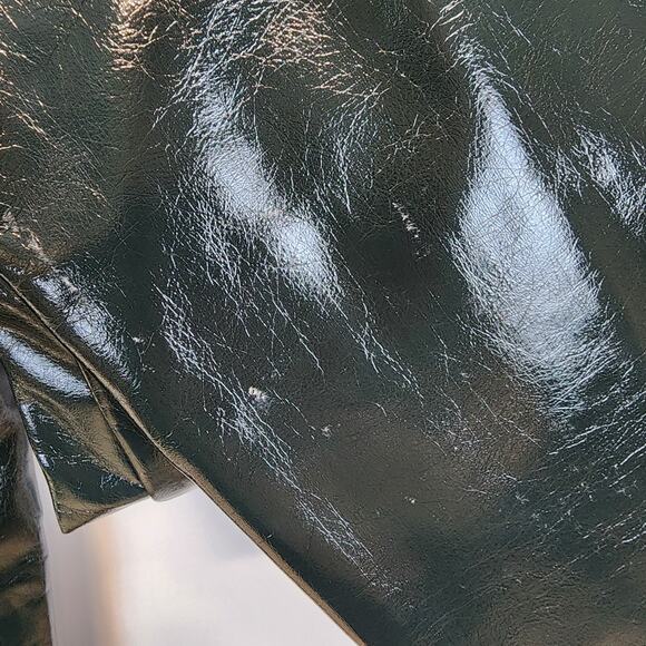 Spanx Faux Patent Leather Liquid Gloss Leggings Size M Deep Green Moto 20301R - Picture 7 of 15